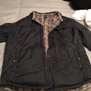 Prana plaid and black jacket